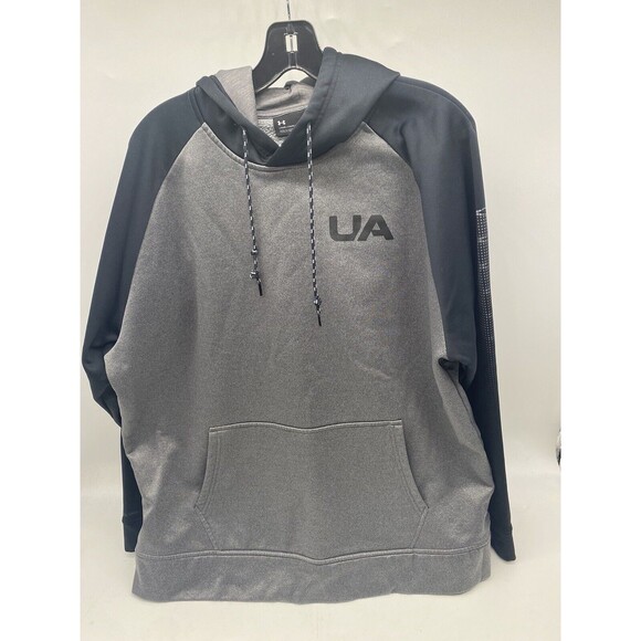 Under Armour Loose Cold Gear Pullover Hoodie Men's Size XL Gray Black Active - Picture 1 of 4